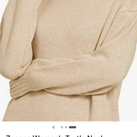 Zenana Ivory Turtleneck Long Sleeve Knit Dress Sz L. New from wholesale - Picture 3 of 3
